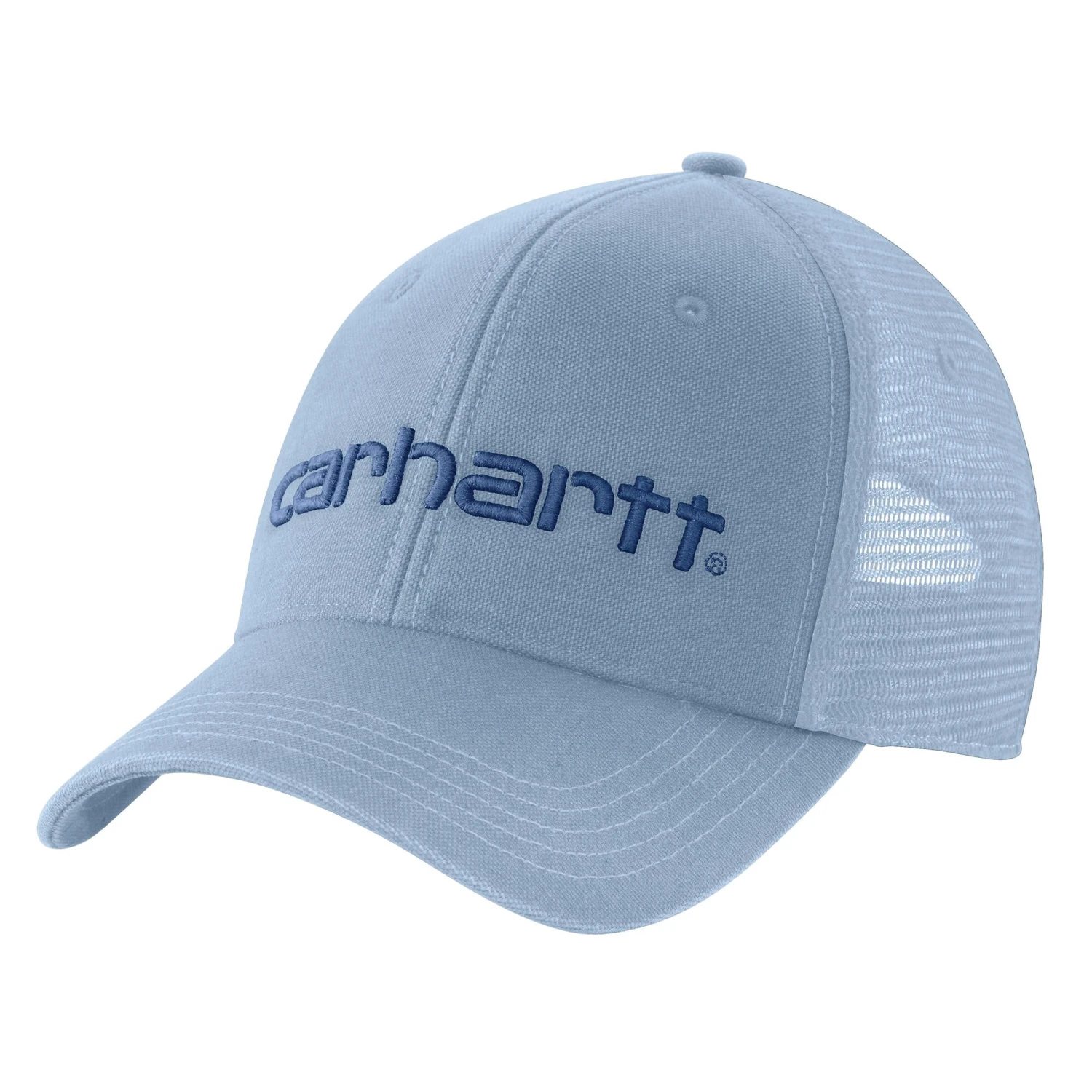 'Carhartt' Men's Canvas Mesh-Back Logo Graphic Cap - Alpine Blue 1 'Carhartt' Men's Canvas Mesh-Back Logo Graphic Cap - Alpine Blue