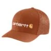 'Carhartt' Men's Rugged Flex Fitted Canvas Mesh-Back Logo Graphic Cap - Burnt Sienna