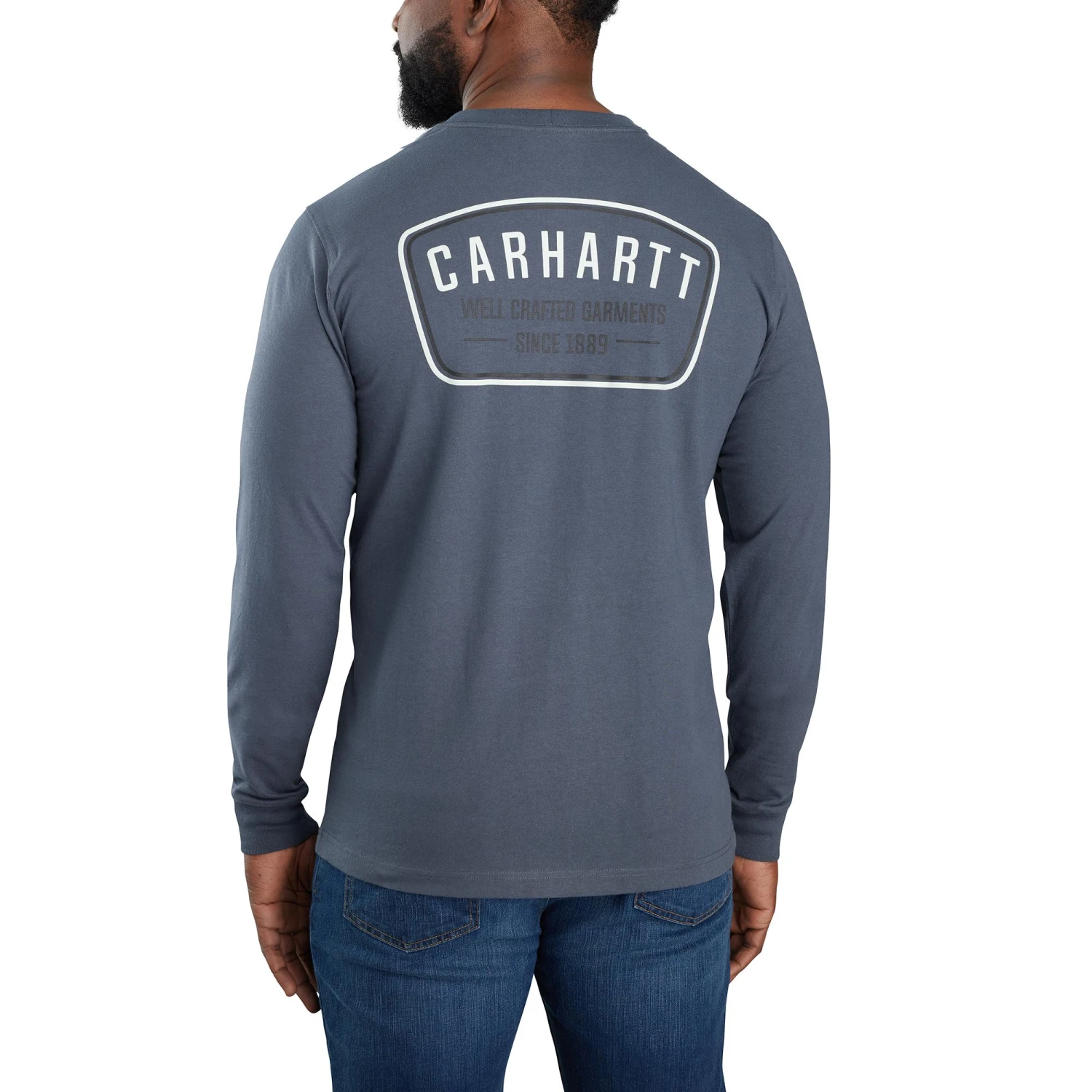 'Carhartt' Men's Relaxed Fit Heavyweight Long Sleeve Pocket Crafted Graphic Tee - Bluestone 1 'Carhartt' Men's Relaxed Fit Heavyweight Long Sleeve Pocket Crafted Graphic Tee - Bluestone