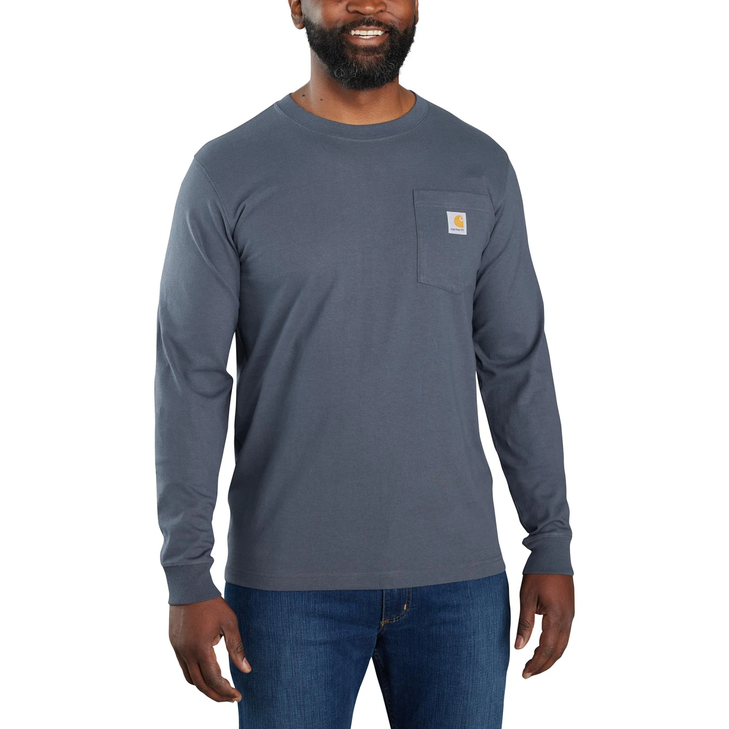 'Carhartt' Men's Relaxed Fit Heavyweight Long Sleeve Pocket Crafted Graphic Tee - Bluestone 2 'Carhartt' Men's Relaxed Fit Heavyweight Long Sleeve Pocket Crafted Graphic Tee - Bluestone - Image 2
