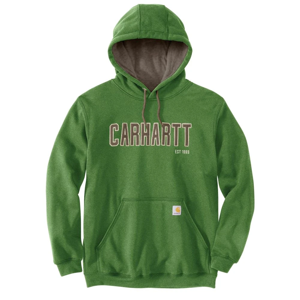 'Carhartt' Men's Midweight Felt Logo Hoodie - Arborvitae Heather 1 'Carhartt' Men's Midweight Felt Logo Hoodie - Arborvitae Heather