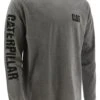 'Caterpillar' Men's Trademark Banner Long Sleeve Tee - Dark Heather Grey