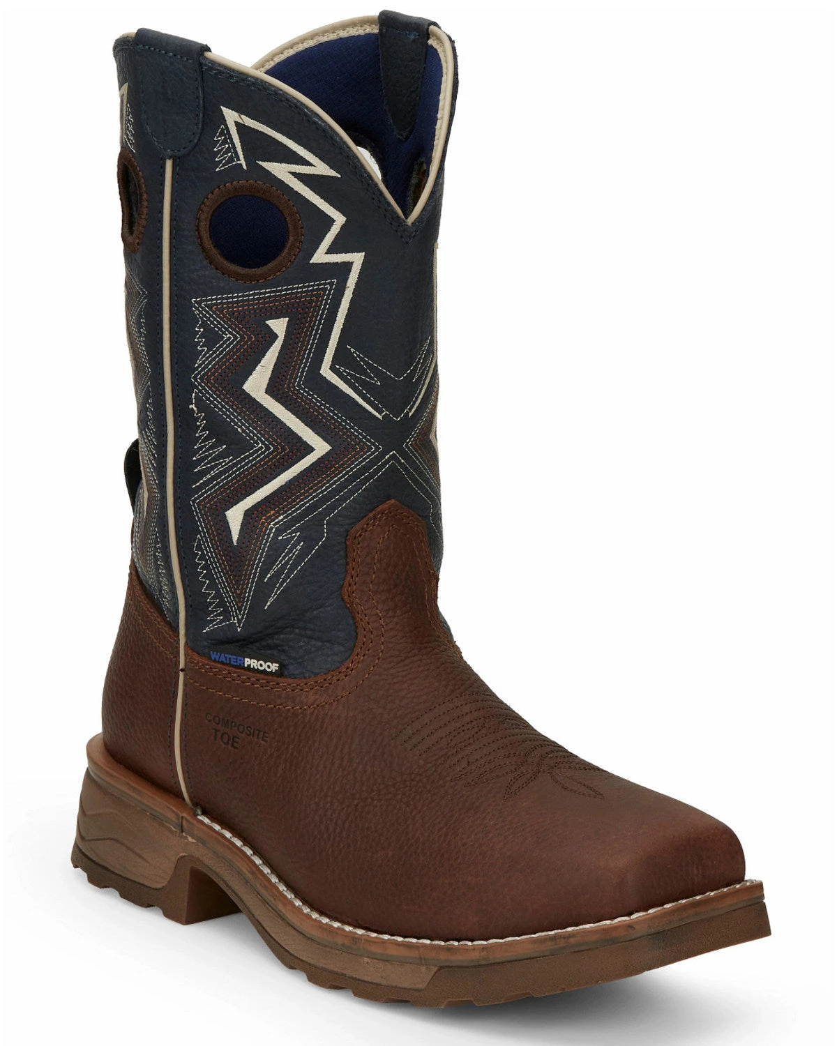 'Tony Lama' Men's 11" Force Western EH WP Comp Toe - Brown / Blue 1 'Tony Lama' Men's 11" Force Western EH WP Comp Toe - Brown / Blue