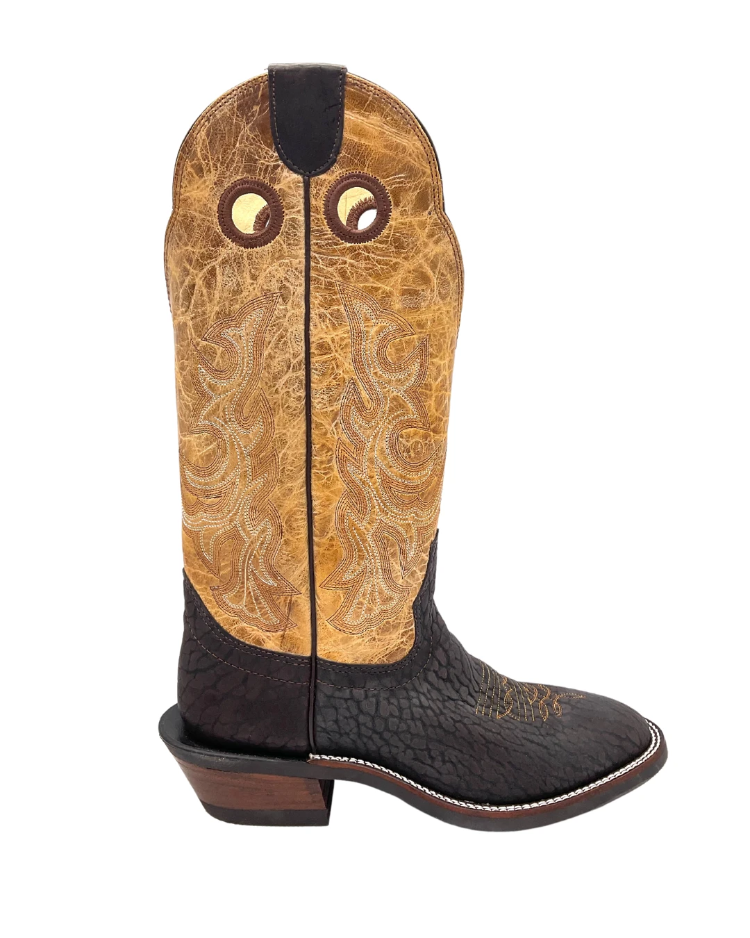 'Hondo Boots' Men's 14" Nubuck Bullhide Western Round Toe - Chocolate Brown / Tan 1 'Hondo Boots' Men's 14" Nubuck Bullhide Western Round Toe - Chocolate Brown / Tan