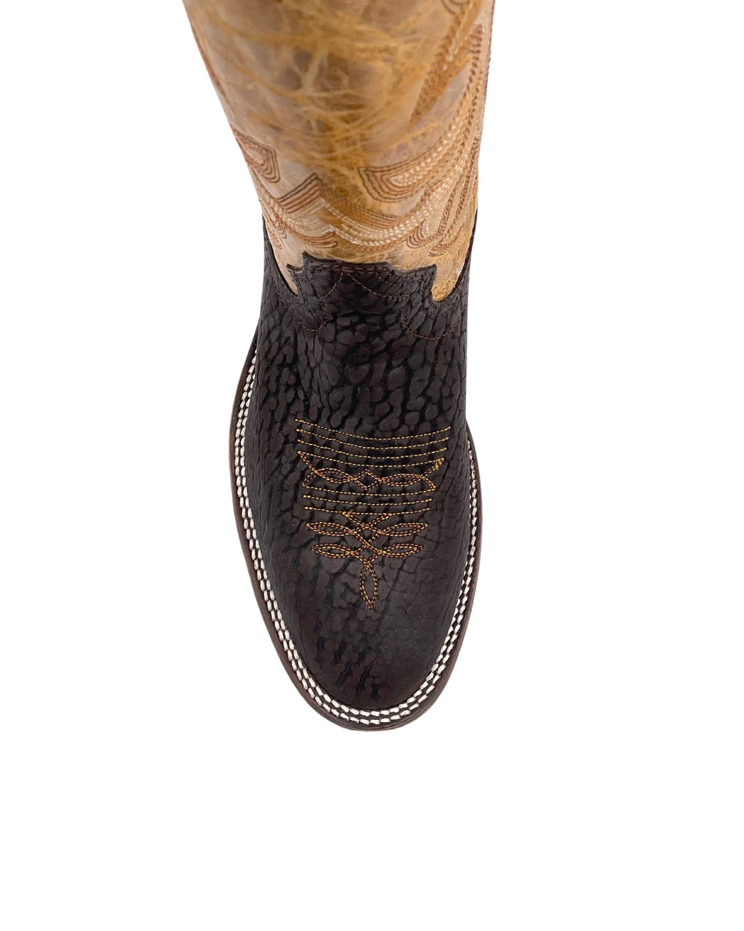 'Hondo Boots' Men's 14" Nubuck Bullhide Western Round Toe - Chocolate Brown / Tan 2 'Hondo Boots' Men's 14" Nubuck Bullhide Western Round Toe - Chocolate Brown / Tan - Image 2