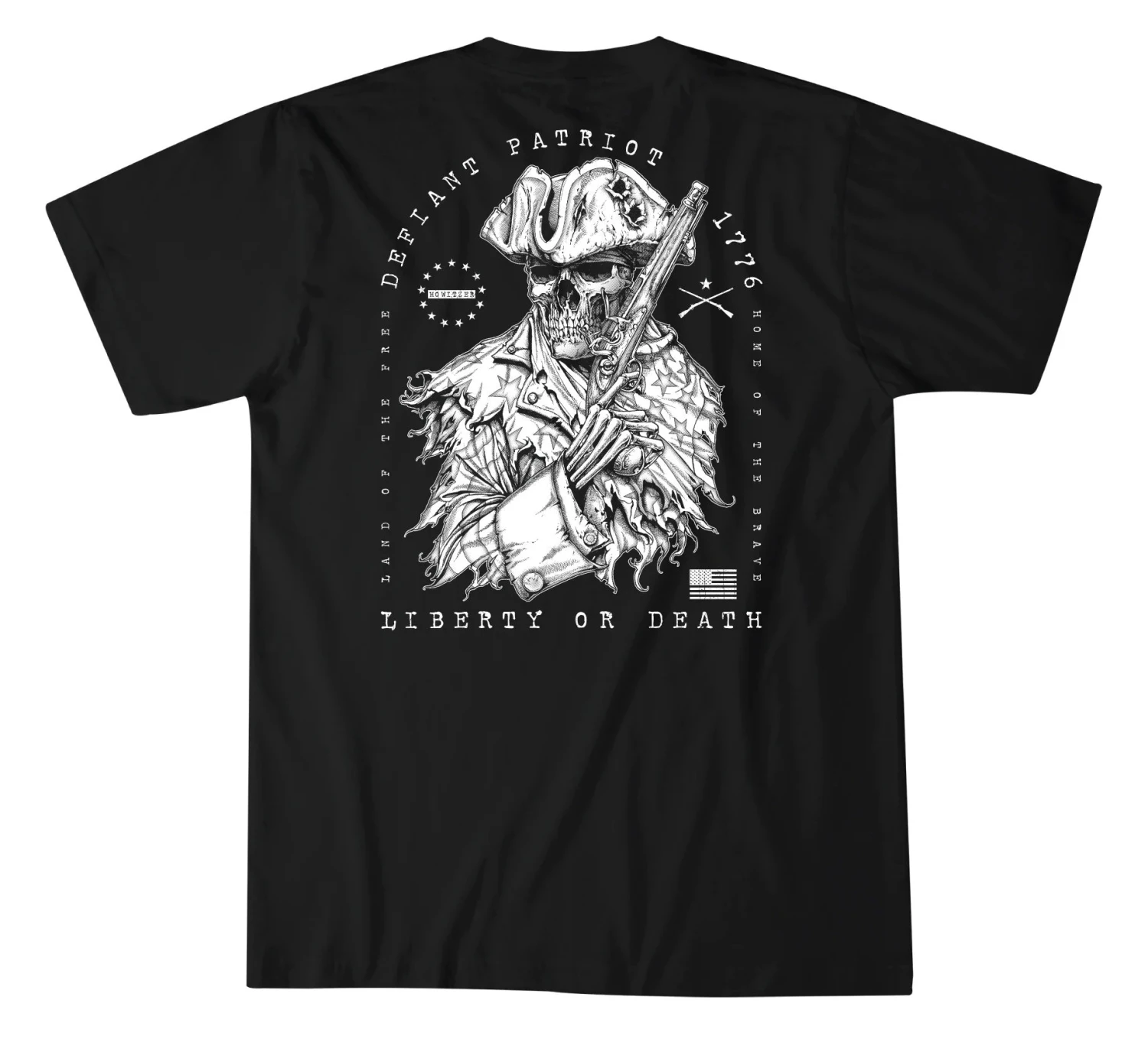 'Howitzer' Men's Defiant Patriot Short Sleeve Tee - Black 2 'Howitzer' Men's Defiant Patriot Short Sleeve Tee - Black - Image 2