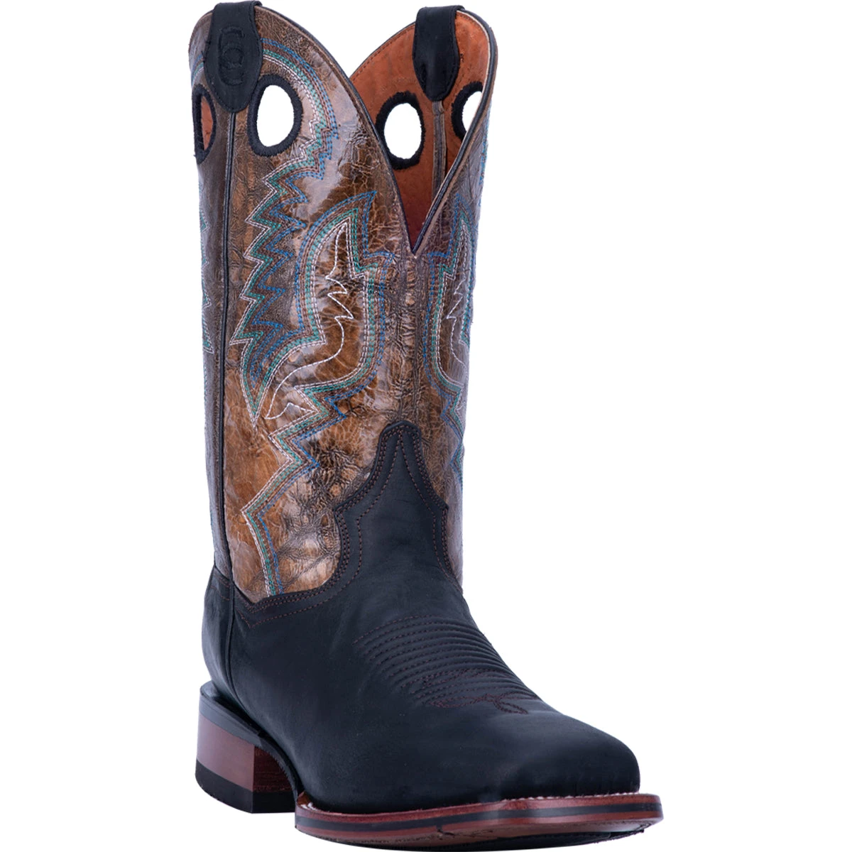 'Dan Post' Men's 11" Deuce Western Wide Square Toe - Black / Brown 2 'Dan Post' Men's 11" Deuce Western Wide Square Toe - Black / Brown - Image 2
