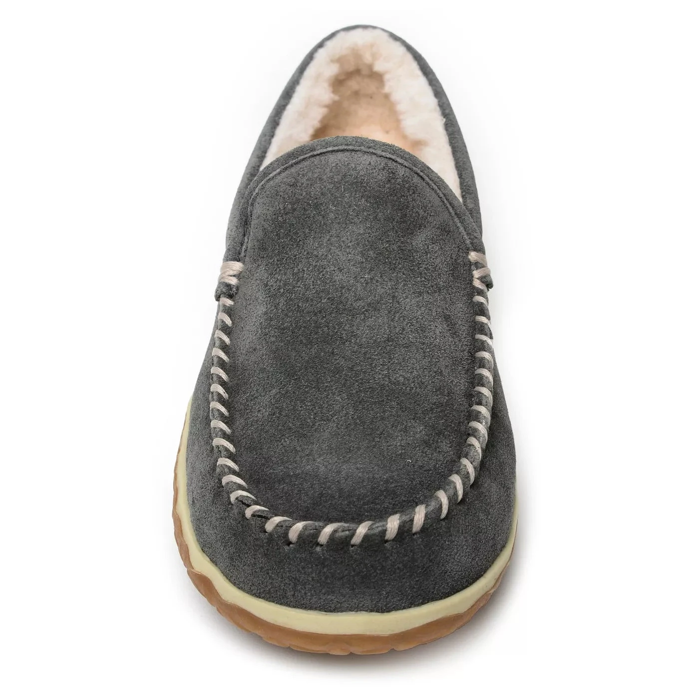 'Minnetonka' Men's Suede Tilden Moc Slipper - Grey 2 'Minnetonka' Men's Suede Tilden Moc Slipper - Grey - Image 2