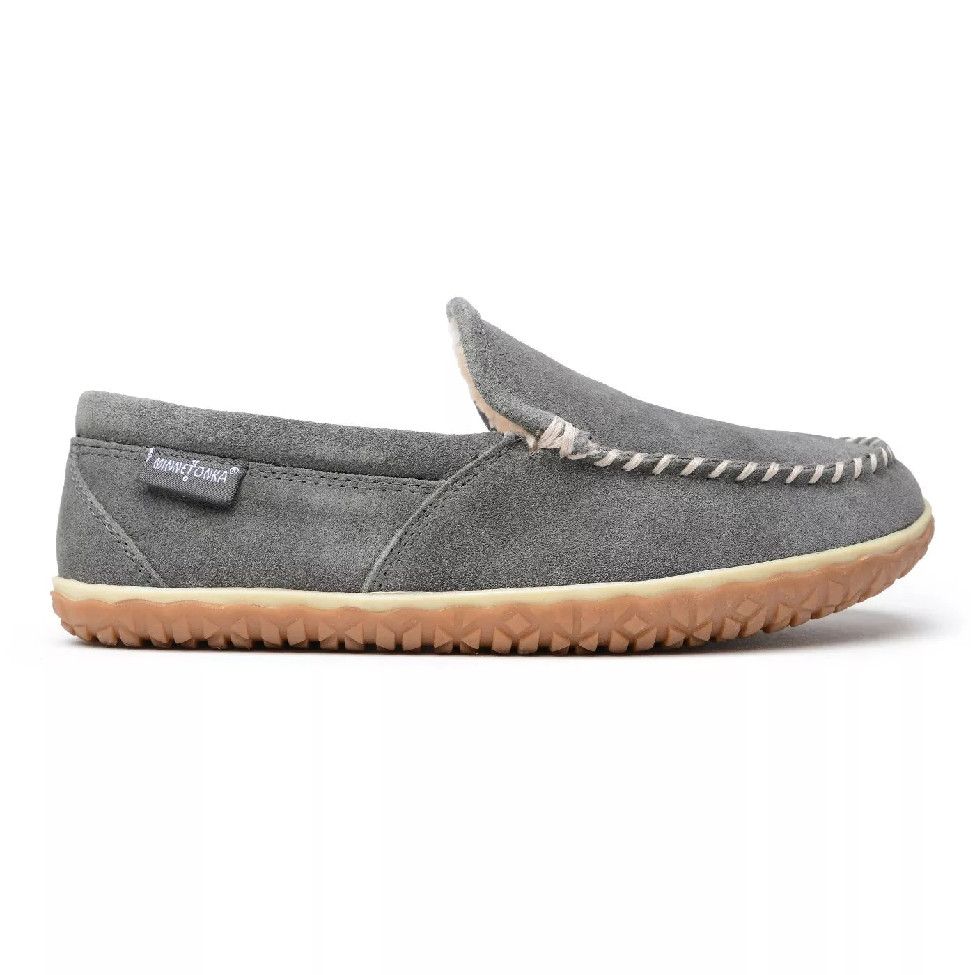 'Minnetonka' Men's Suede Tilden Moc Slipper - Grey 4 'Minnetonka' Men's Suede Tilden Moc Slipper - Grey - Image 4