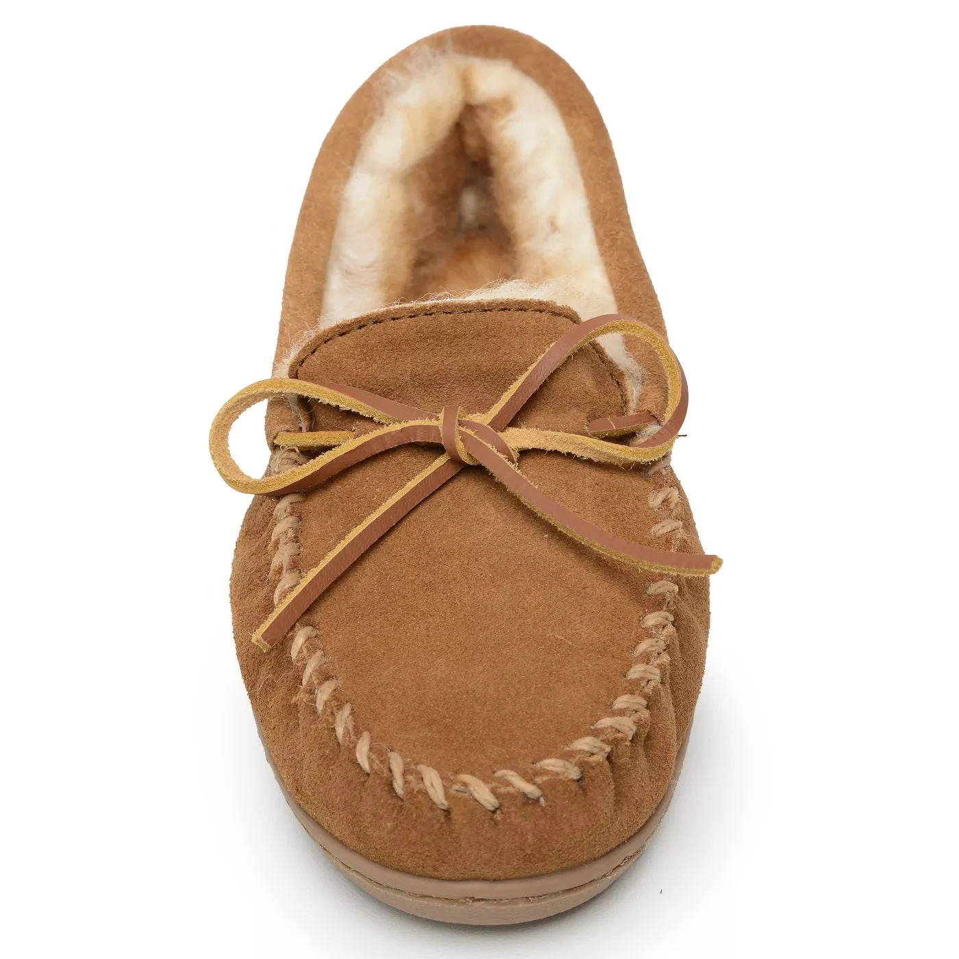 'Minnetonka' Men's Sheepskin Hardsole Moc Slipper - Tan 2 'Minnetonka' Men's Sheepskin Hardsole Moc Slipper - Tan - Image 2