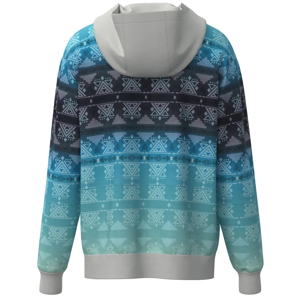 'Hooey' Men's "Mesa" Pattern Hoody - Blue / Teal 2 'Hooey' Men's "Mesa" Pattern Hoody - Blue / Teal - Image 2