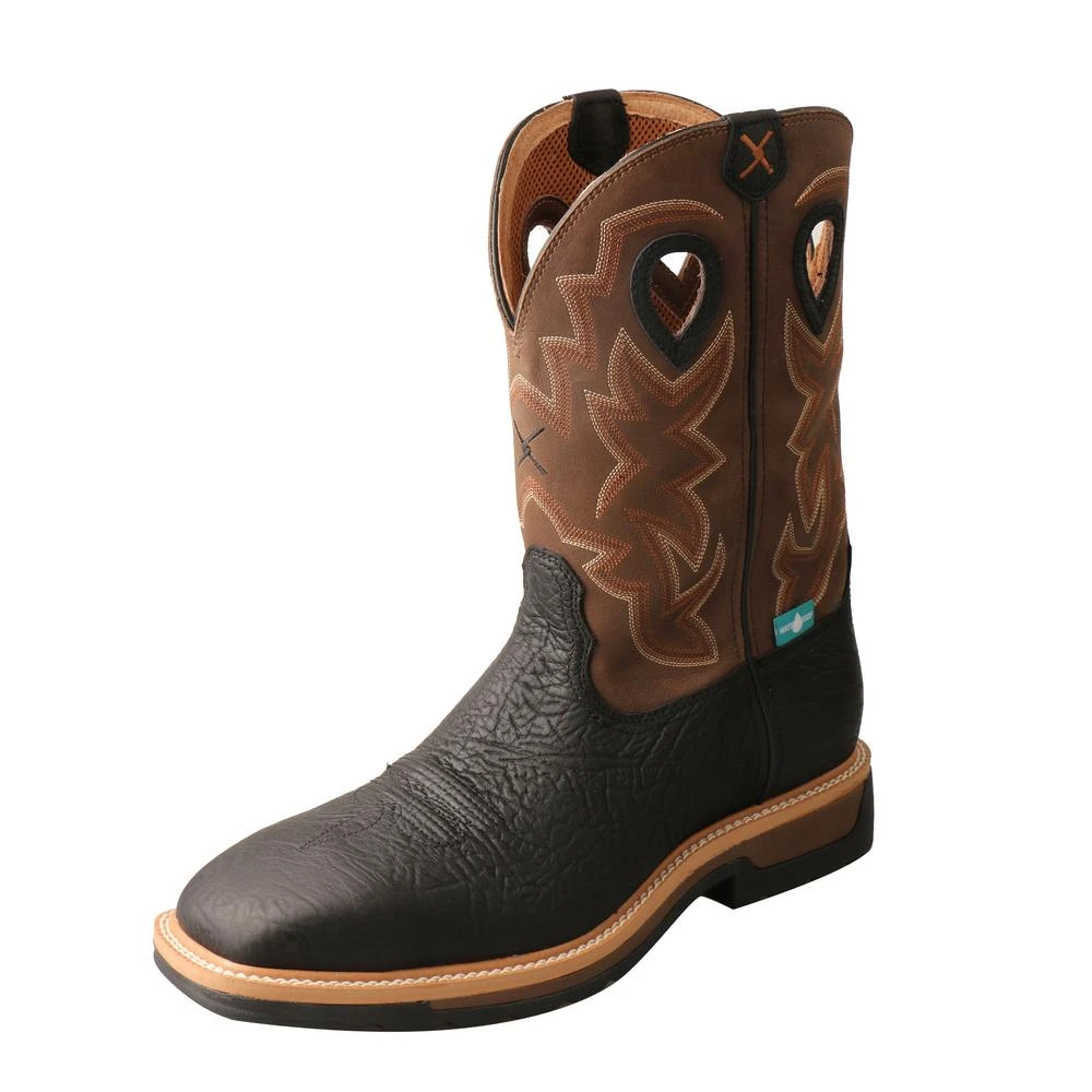 'Twisted X' Men's 12" Lite Western Work EH WP Steel Toe - Black / Brown 1 'Twisted X' Men's 12" Lite Western Work EH WP Steel Toe - Black / Brown