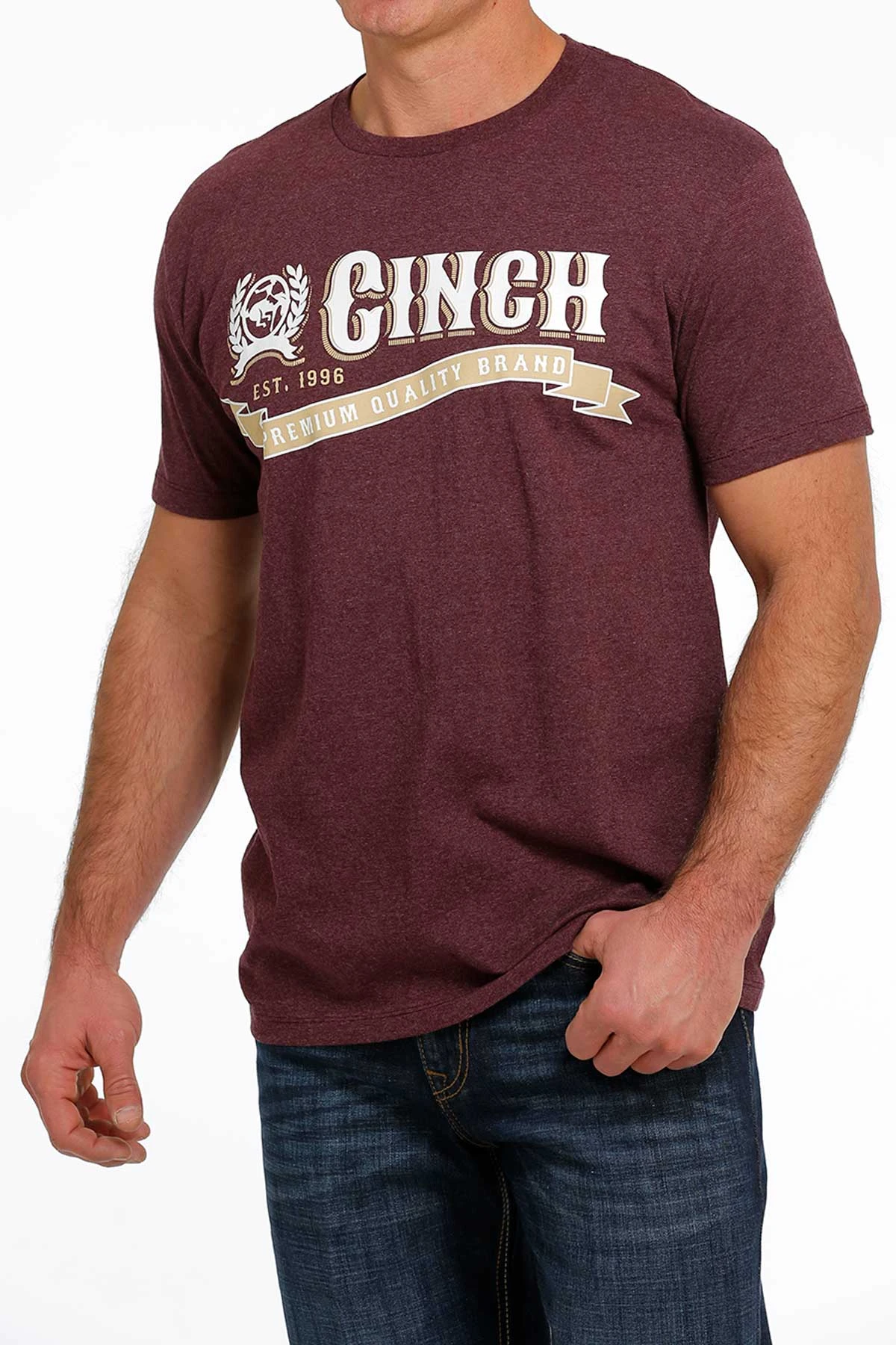 'Cinch' Men's Screen Print T Shirt - Heather Purple 1 'Cinch' Men's Screen Print T Shirt - Heather Purple