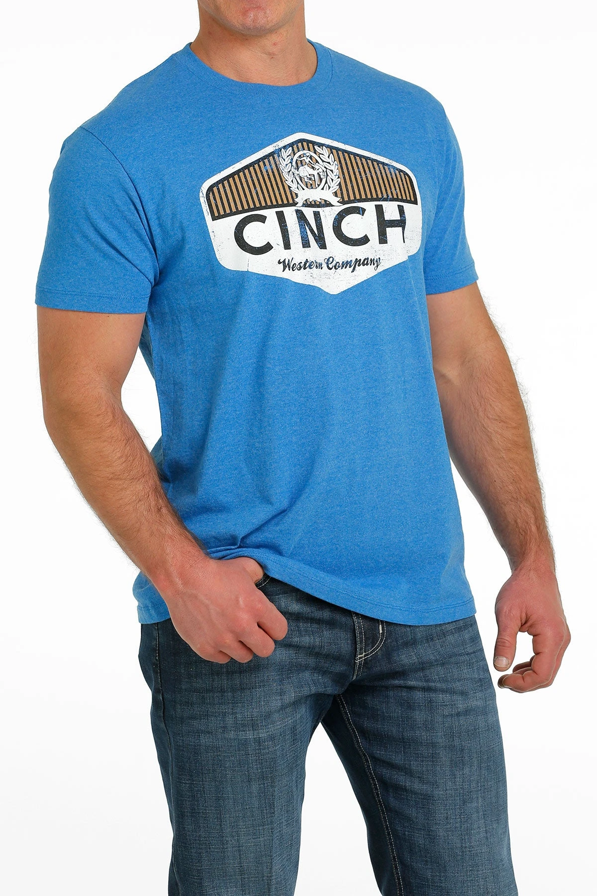 'Cinch' Men's Western Company Tee - Heather Blue 1 'Cinch' Men's Western Company Tee - Heather Blue