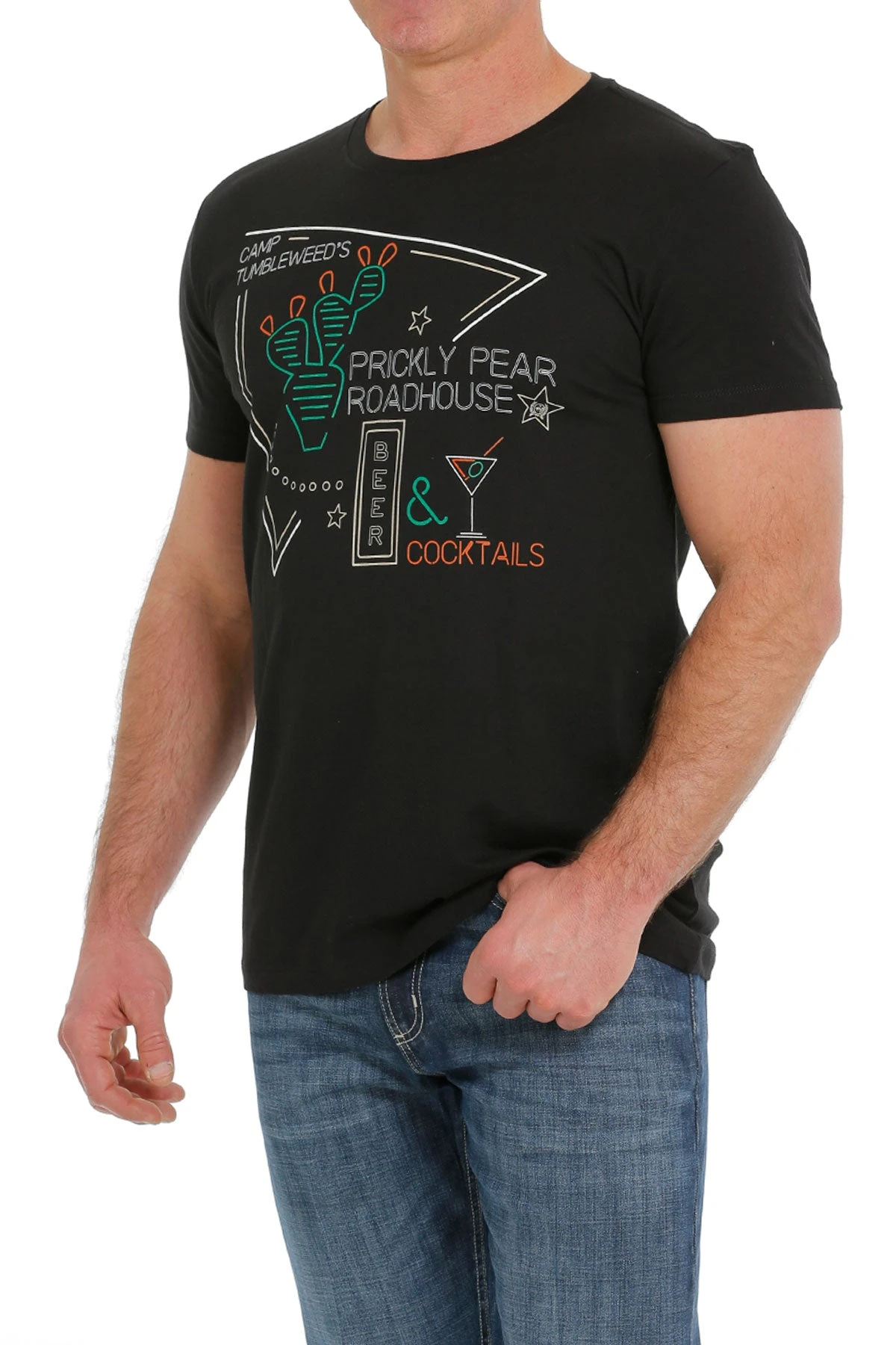 'Cinch' Men's Prickly Pear Crew T-Shirt - Black 1 'Cinch' Men's Prickly Pear Crew T-Shirt - Black