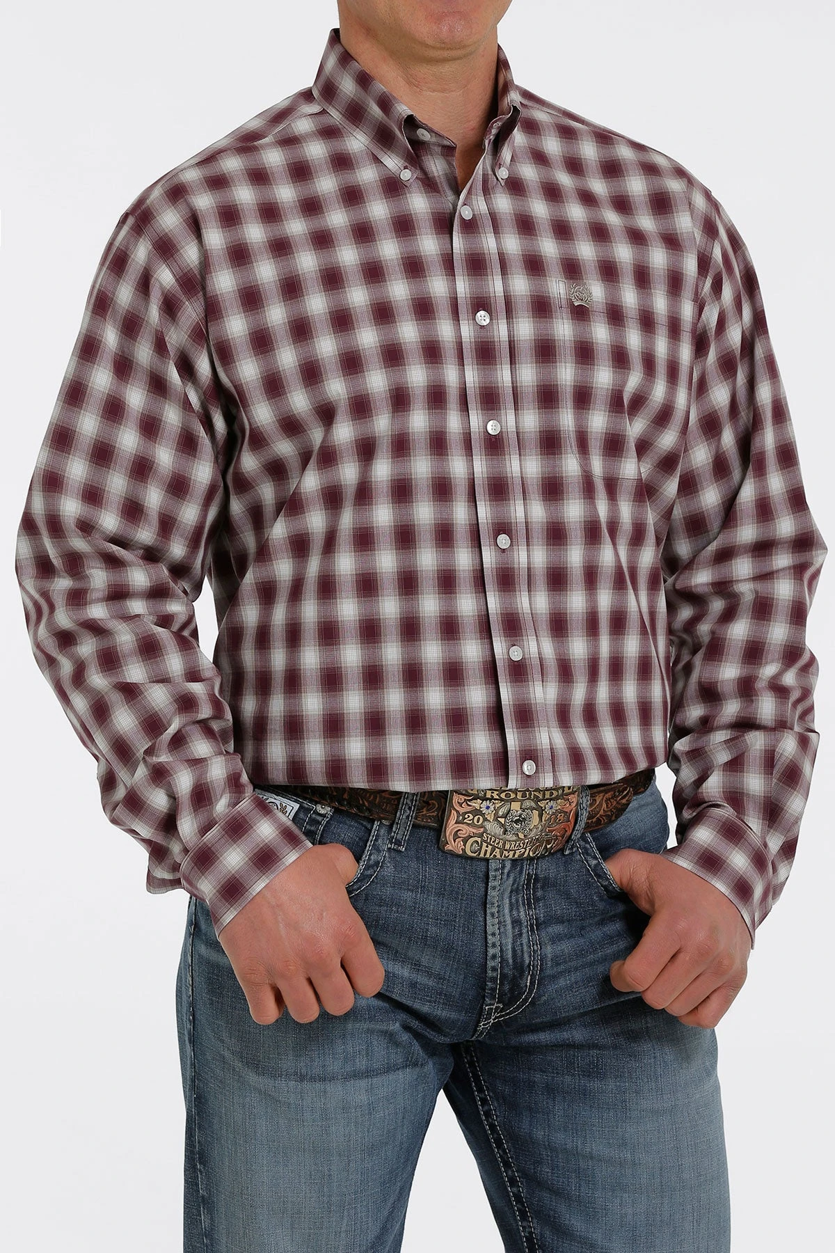 'Cinch' Men's Plaid Button Down - Purple 1 'Cinch' Men's Plaid Button Down - Purple
