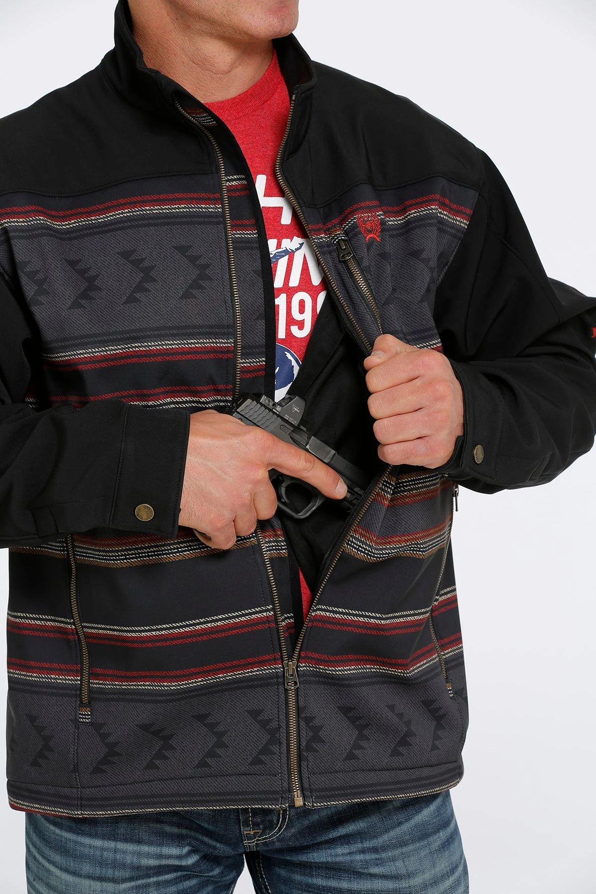 'Cinch' Men's Concealed Carry Bonded Jacket - Black 1 'Cinch' Men's Concealed Carry Bonded Jacket - Black