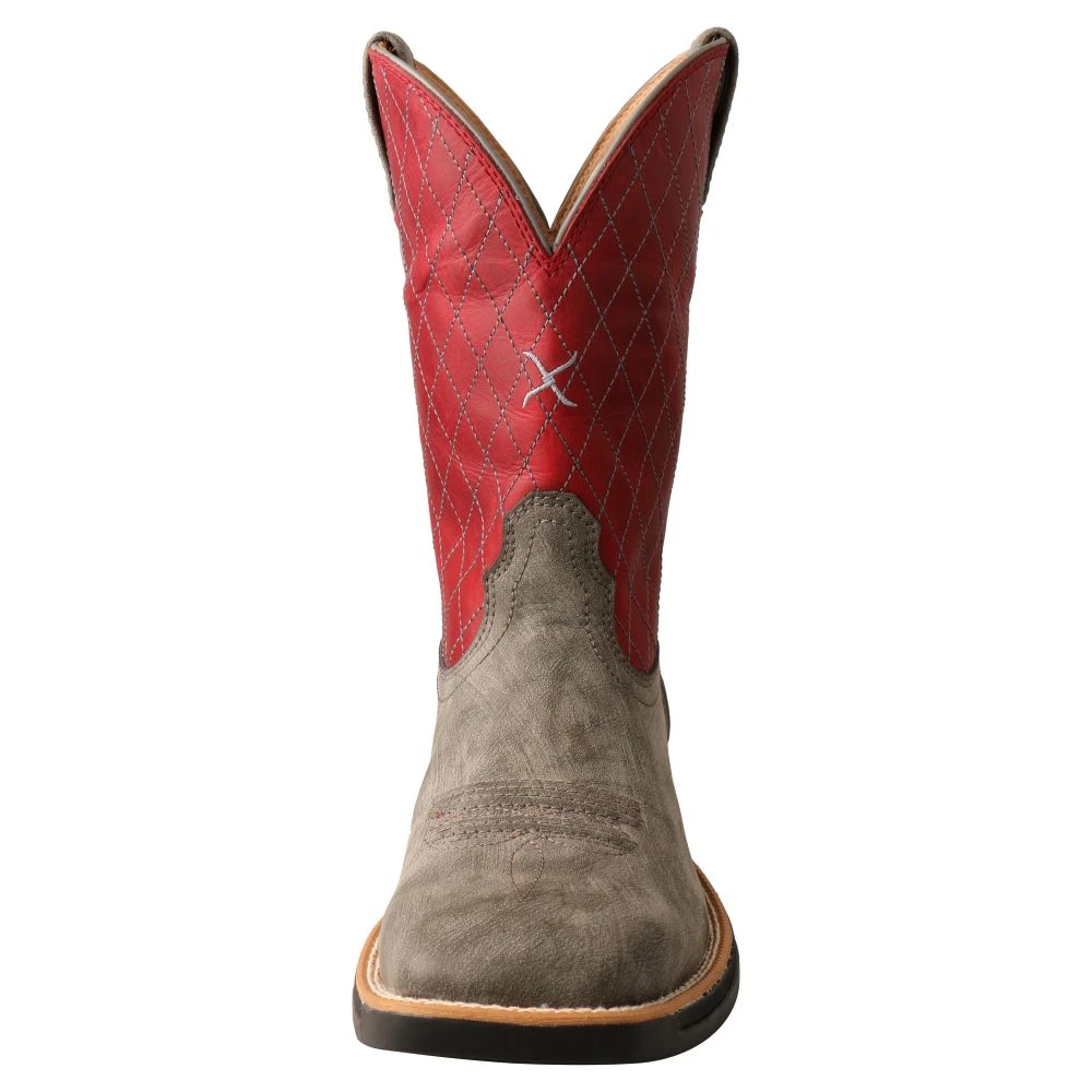 'Twisted X' Men's 11" Tech-X Cellstretch Western Square Toe - Grey / Red 2 'Twisted X' Men's 11" Tech-X Cellstretch Western Square Toe - Grey / Red - Image 2