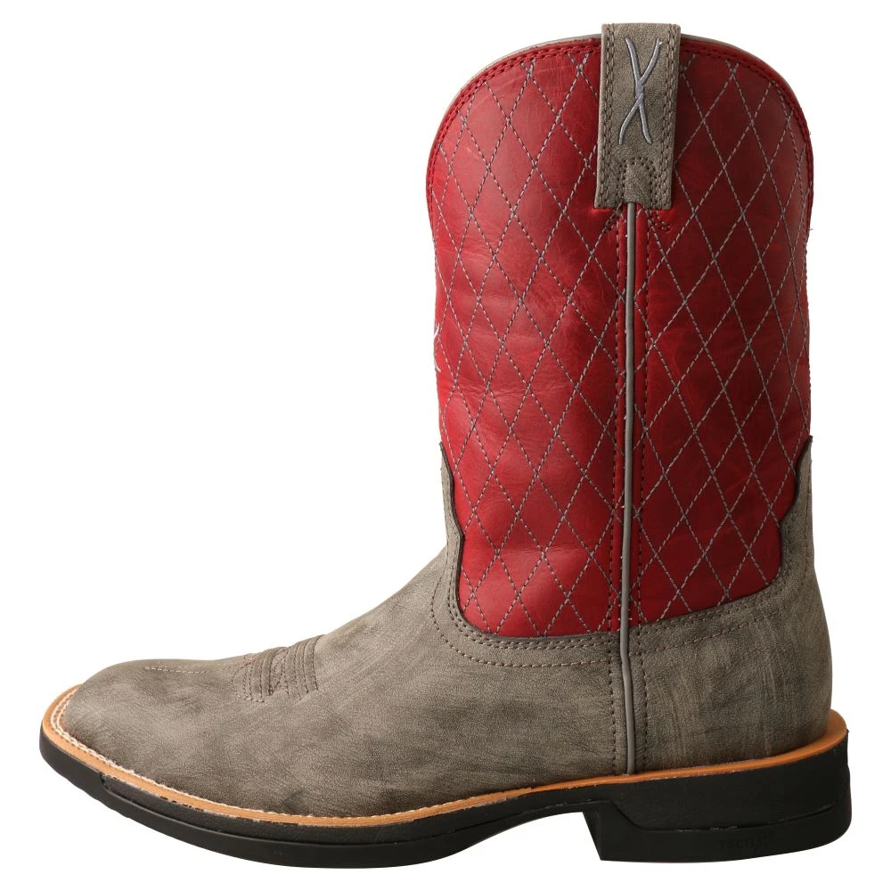 'Twisted X' Men's 11" Tech-X Cellstretch Western Square Toe - Grey / Red 6 'Twisted X' Men's 11" Tech-X Cellstretch Western Square Toe - Grey / Red - Image 6