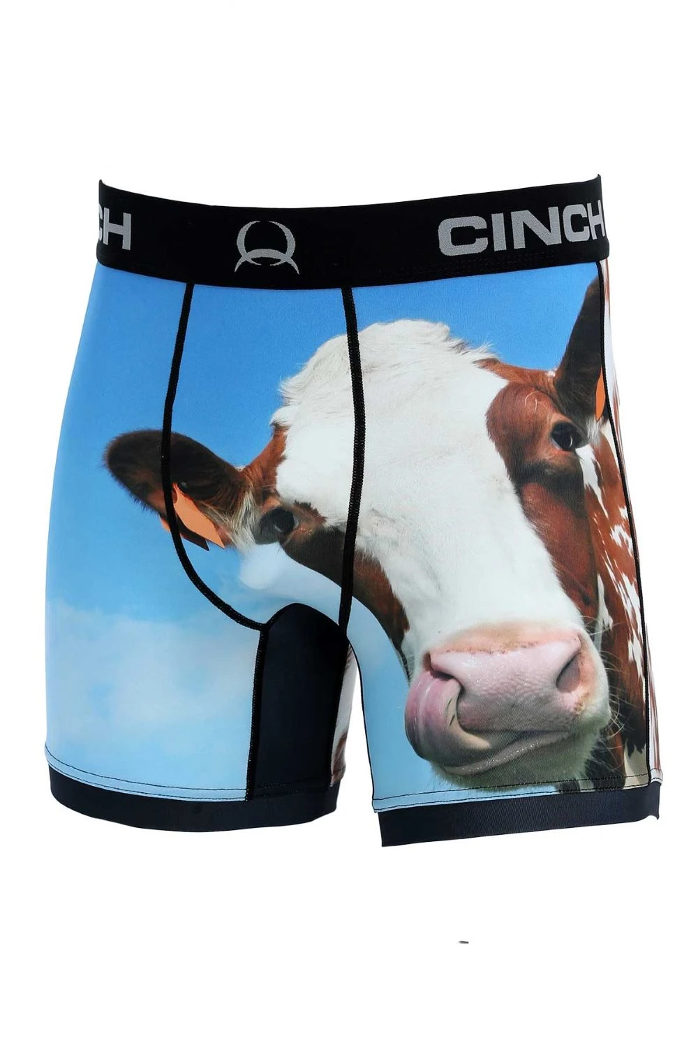 'Cinch' Men's 6" Cow Boxer Brief - Blue / Brown 1 'Cinch' Men's 6" Cow Boxer Brief - Blue / Brown