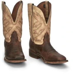 'Nocona' Men's 11" Henry Western Square Toe - Antiqued Brown Cowhide / Vintage Stone -Outland Style Shop NCA 002 HR5570 1024x1024@2x