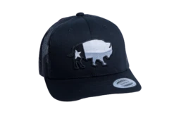 'Red Dirt Hat Company' Men's Texas Buffalo Greyscale Cap - Black
