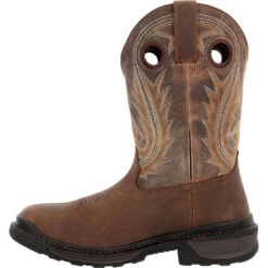 'Rocky' Men's 11" Ram's Horn EH Western Square Toe - Western Dark Brown -Outland Style Shop RKW0393 instep profile 1024x1024@2x