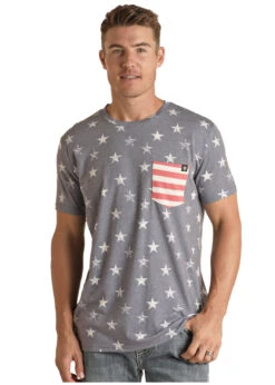 'Panhandle Slim' Men's Stars & Stripes Pocket T - Blue