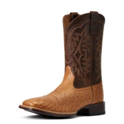 'Ariat' Men's 11" Night Life Ultra Western Square Toe - Ranger Smooth Quill Ostrich / Beam Brown -Outland Style Shop S22 MNS WEST 10040345 3 4 front 1024x1024@2x