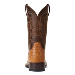 'Ariat' Men's 11" Night Life Ultra Western Square Toe - Ranger Smooth Quill Ostrich / Beam Brown -Outland Style Shop S22 MNS WEST 10040345 heel 1024x1024@2x