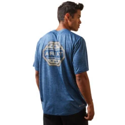 'Ariat' Men's Charger Ariat Stamp T-Shirt - Sky Fall -Outland Style Shop S23 MNS WEST 10043769 back 1024x1024@2x