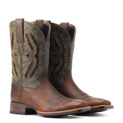 'Ariat' Men's 11" Rowder VentTEK 360° Western Square Toe - Rust / Forest Green -Outland Style Shop S23 MNS WEST 10044478 pair 1024x1024@2x
