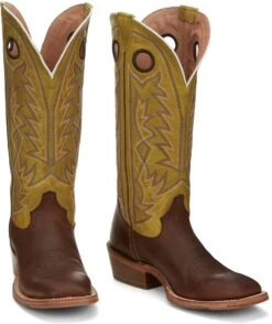 'Tony Lama' Men's 15" Fairview Buckaroo Western Square Toe - Brown / Moss Green -Outland Style Shop TNL 002 SA2001 1024x1024@2x