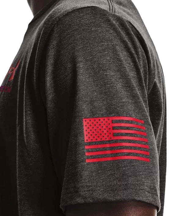 'Under Armour' Men's Freedom Flag T-Shirt - Charcoal Medium Heather / Red 2 'Under Armour' Men's Freedom Flag T-Shirt - Charcoal Medium Heather / Red - Image 2