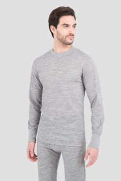 'Terramar' Men's 3.0 Merino Wool Bi-Layer Heritage Crew - Grey Heather (Tall)