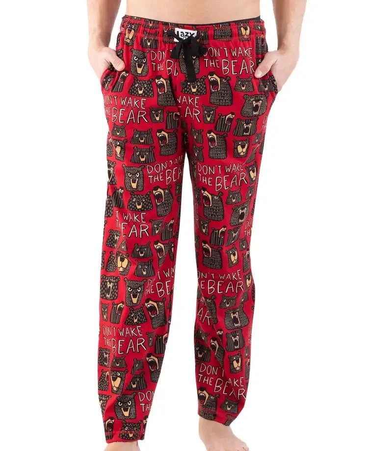 'Lazy One' Men's Don't Wake The Bear PJ Pants - Red 2 'Lazy One' Men's Don't Wake The Bear PJ Pants - Red - Image 2