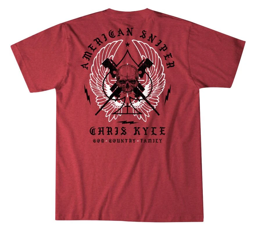 'Howitzer' Men's Chris Kyle Country Short Sleeve Tee - Red Heather 2 'Howitzer' Men's Chris Kyle Country Short Sleeve Tee - Red Heather - Image 2