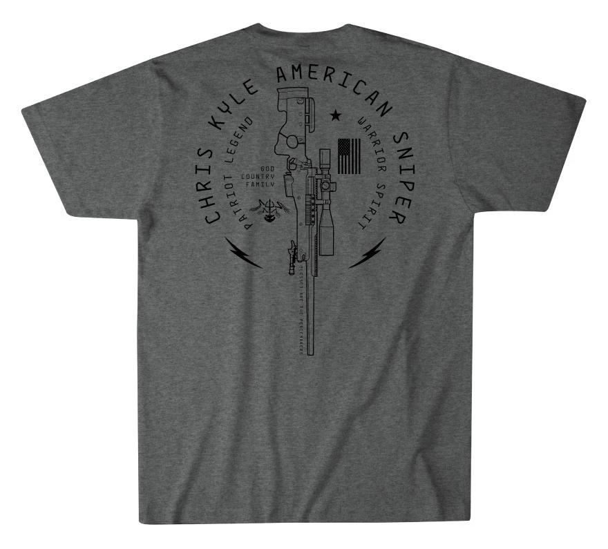 'Howitzer' Men's Chris Kyle Spirit Short Sleeve Tee - Graphite Heather 2 'Howitzer' Men's Chris Kyle Spirit Short Sleeve Tee - Graphite Heather - Image 2