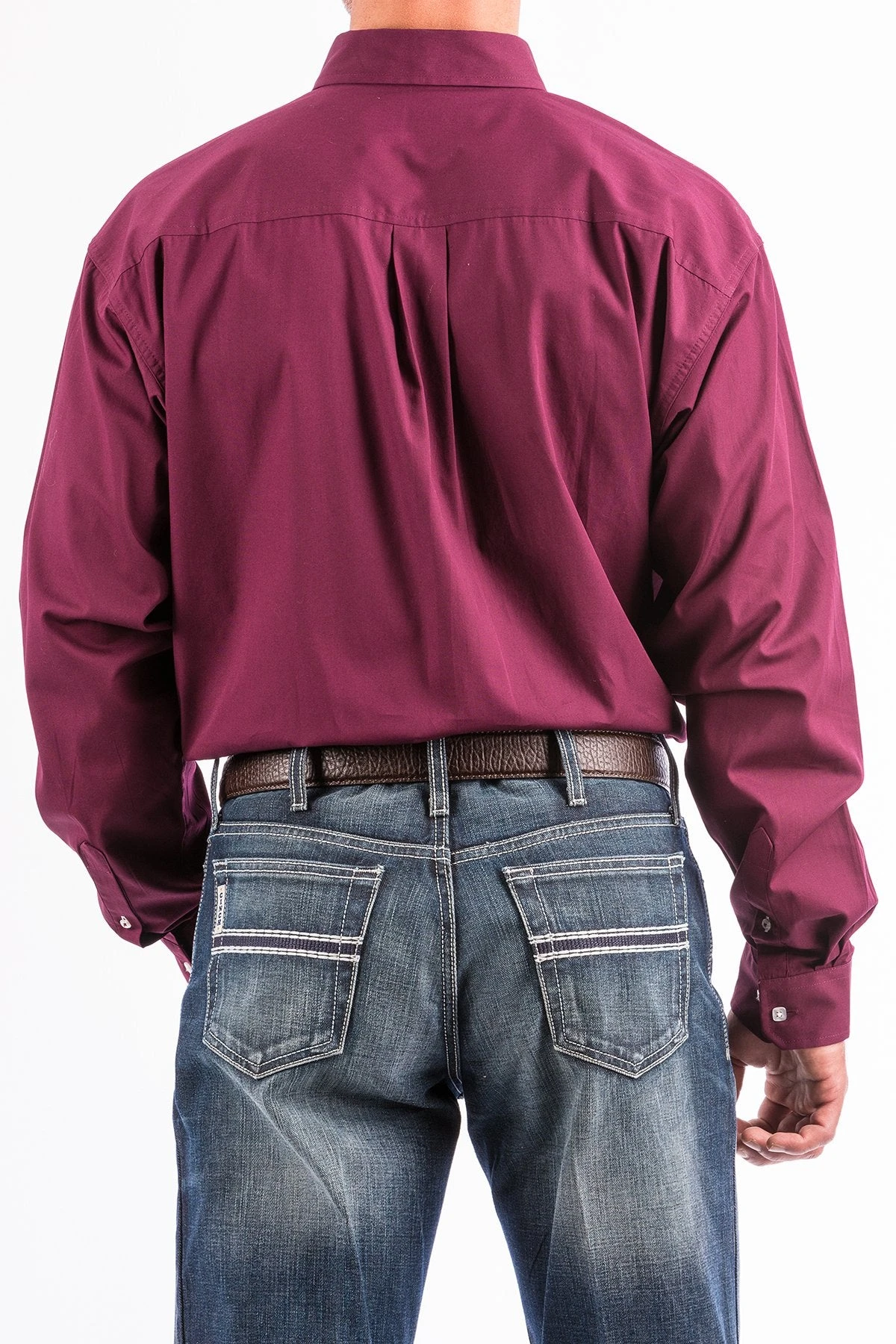 'Cinch' Men's Solid Western Button Down - Burgundy 2 'Cinch' Men's Solid Western Button Down - Burgundy - Image 2