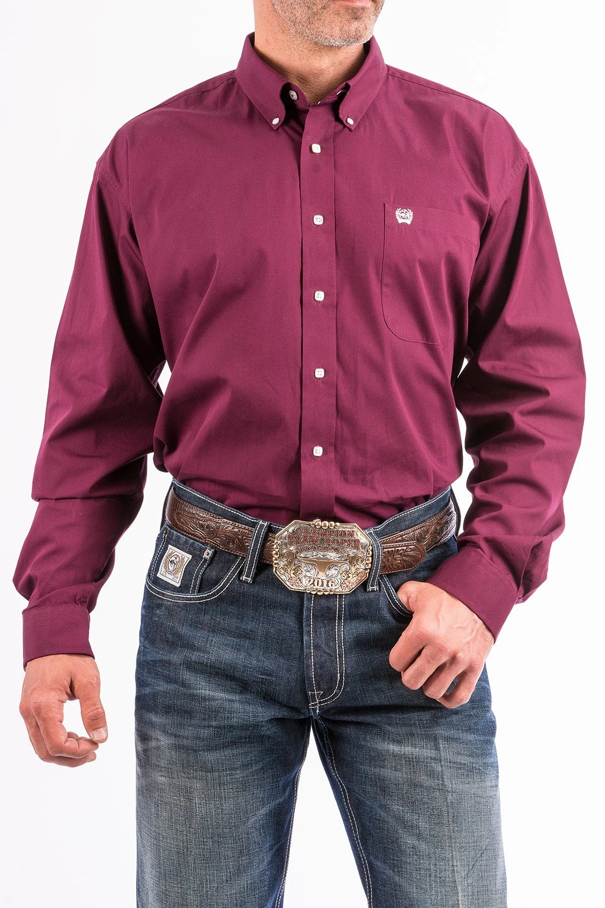 'Cinch' Men's Solid Western Button Down - Burgundy 1 'Cinch' Men's Solid Western Button Down - Burgundy