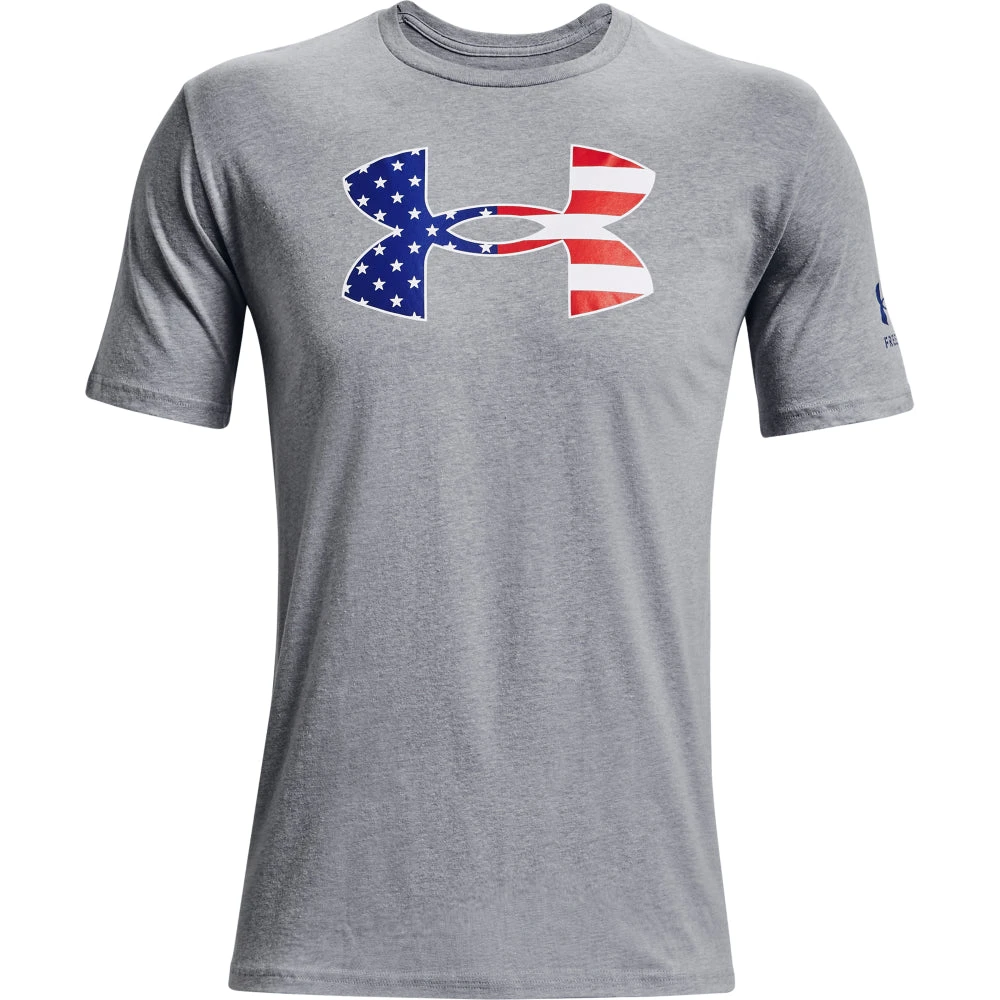 'Under Armour' Men's New Freedom BFL T-Shirt - Steel Light Heather / Royal 4 'Under Armour' Men's New Freedom BFL T-Shirt - Steel Light Heather / Royal - Image 4