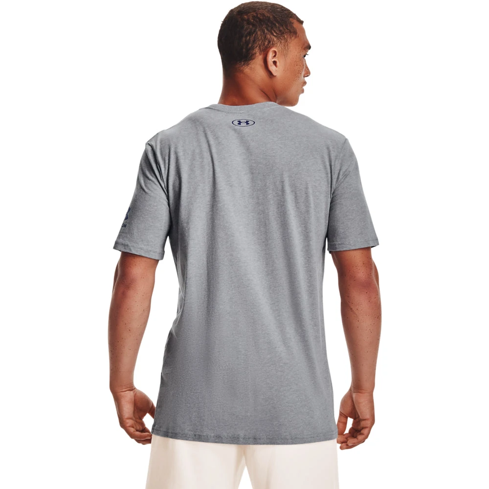 'Under Armour' Men's New Freedom BFL T-Shirt - Steel Light Heather / Royal 2 'Under Armour' Men's New Freedom BFL T-Shirt - Steel Light Heather / Royal - Image 2
