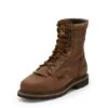 'Justin' Men's 8" Pulley WP Internal Met Guard - Dark Tan